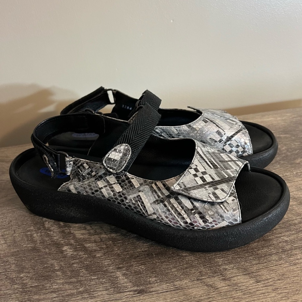 Wolky Jewel Van Gogh Grey Leather Sandals Shoes EU 42